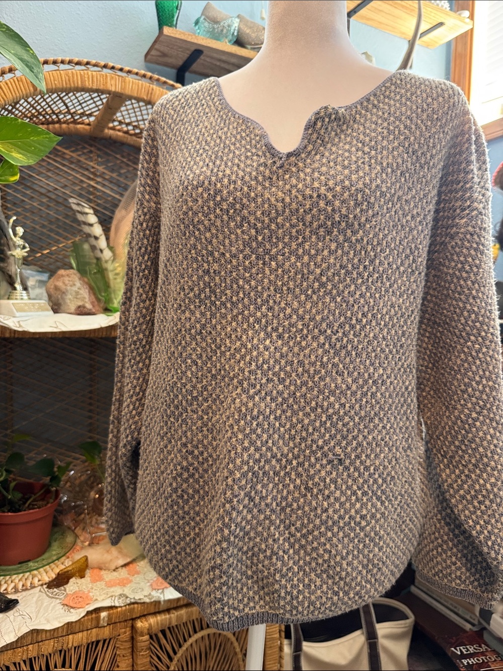 Geoffrey Beene VTG 80/90s Marl Waffle Knit Sweater Knit MED Made in USA